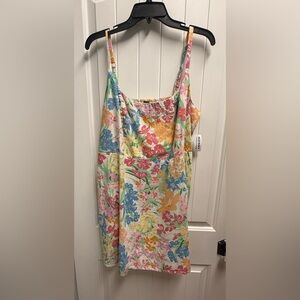 Old Navy Dress Linen blend Women's Sz XL Petite Colorful Floral Sleeveless NWT